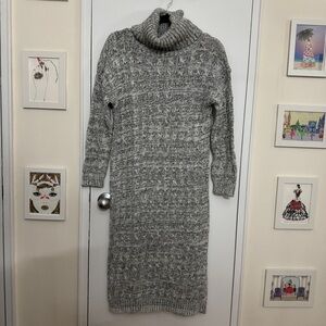 ASOS Cozy Gray Turtleneck Knit Midi Sweater Dress XS